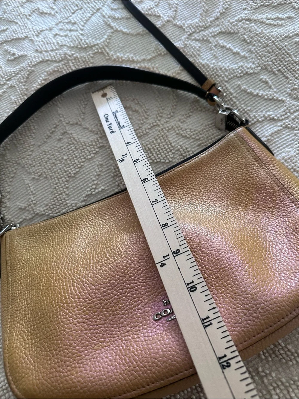 Coach Leather Iredescent Pearlescent Hologram Gold-Pink Chelsea Crossbody Purse - Picture 5 of 16